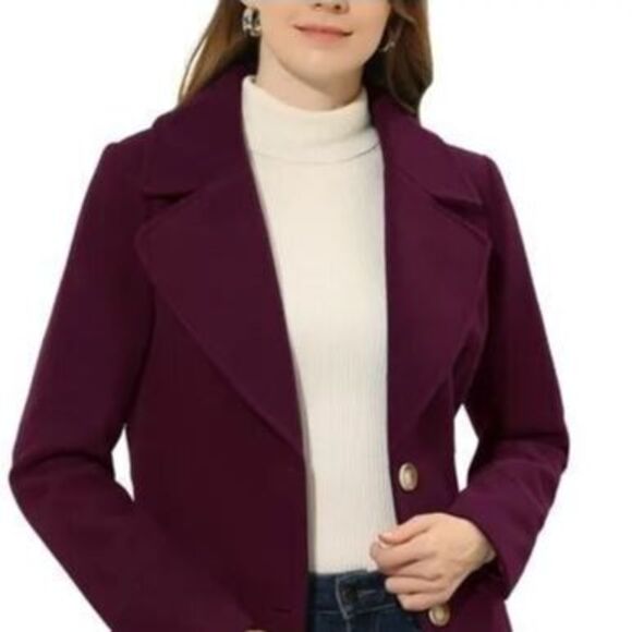 Allegra K Overcoat Shawl Collar Single Breasted Mid Thigh Winter NWT Womens XS - Picture 1 of 12